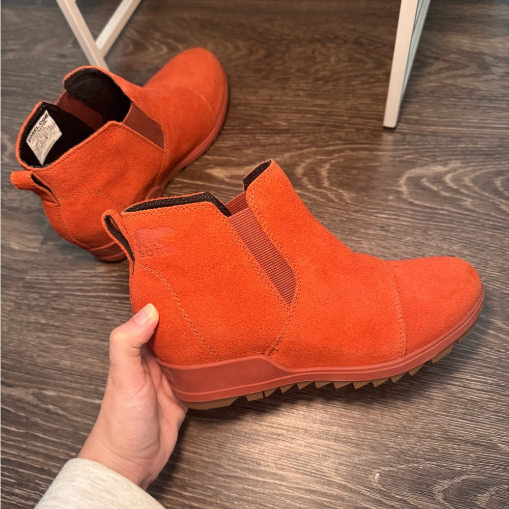 Sorel Suede Ankle Boots - Red Orange